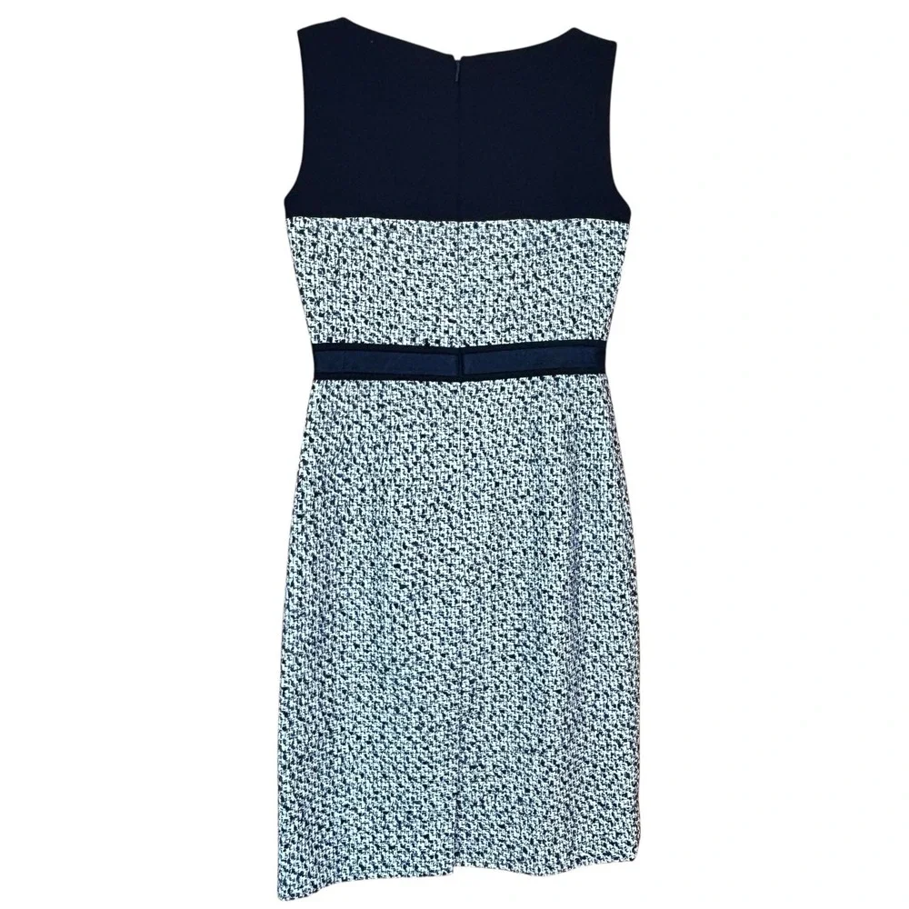 Tory Burch Lucille Tweed Dress Women's SZ‎ 2 Navy Silk Blend Sheath Work Career